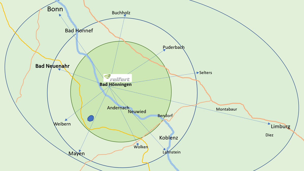 Servicegebiet im Überblick